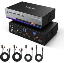 TESmart HKS202-M24 2x2 HDMI Dual Monitor KVM Switch Box USB 3.0 New Unopened picture