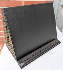 Levenger Tablet iPad Note Holder Stand Pebbled Leather Brown Foldable Folio EUC picture