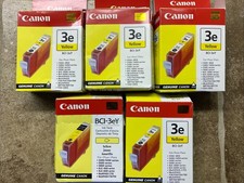 5 PACK Canon 3E Yellow BCI-3e Genuine OEM Ink Cartridges picture