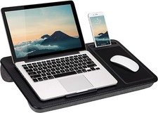 Laptop - Lap Desk with Device Ledge Mouse Pad and Phone Holder (Black) picture