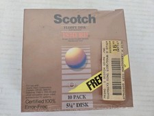 Vintage 1986 NOS Scotch Floppy Disk 10 Pack Box 1S2D RH 5 1/4