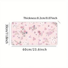 Large Floral Mouse Pad in Pretty Pink, Measuring 35.4 by 15.7 Inches, Features picture