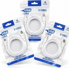 3 Pack USB A to USB C Cable 1-5FT Charging Data Sync White New picture