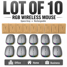 Lot of 10 WISFOX RGB Wireless Mouse Rechargeable Space Gray USB PC Laptop picture