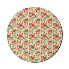 Ambesonne Floral Bloom Round Non-Slip Rubber Modern Gaming Mousepad, 8
