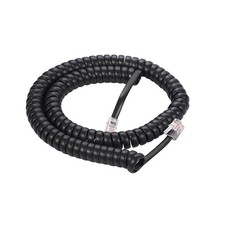 12Ft Coiled Handset Cord, RJ22 (4P4C) Black picture