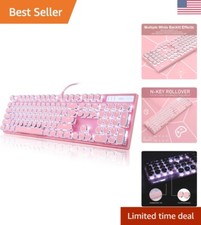 Vintage Pink Retro Punk Mechanical Gaming Keyboard with White Backlit - 104 Keys picture