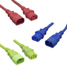 Lot 10pc Red/Blue/Green Color-Coded Extension Power Cord C13/C14 18AWG 10A 250V picture