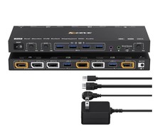 KVM/USB Mode KVM Switch 2 Monitors 2 Computers with Audio, ANXQQ 8K@30Hz 4K AV picture