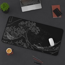 The Great Wave Black Gaming Desk Mat Mouse Pad Playmat picture