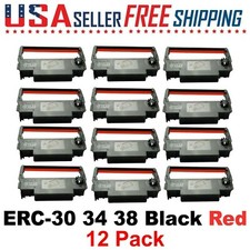 (12) EPSON ERC 30 / 34 / 38 BLACK & RED INK POS PRINTER RIBBONS  ~FREE SHIPPING~ picture