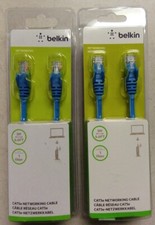 2 Belkin Cat5e Networking Cable 2M 6.6ft Blue Ethernet Cable 1 Gbps picture