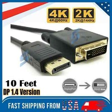 6/10/15 Ft Gold Plated DP DisplayPort to DVI-D Male Dual Link Cable 2k 4k 1080P picture