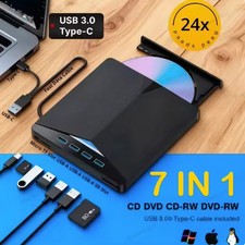 7 in 1 Slim External CD DVD Drive USB 3.0 Reader Writer Burner Player For Laptop picture