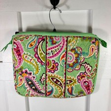 Vera Bradley Lilli Bell Quilted Laptop Sleeve Case Green Paisley Floral 15in picture
