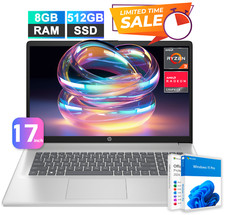 HP 17 Laptop Office 2024 Computer 17.3 4-Core Ryzen 3 8GB RAM 512GB SSD Win Pro picture