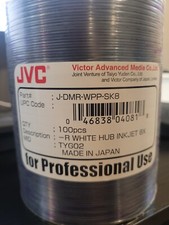 100 Pcs JVC R White Hub Inkjet DVD-R 8X J-DMR-WPP-SK8 picture