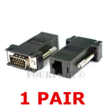 1 Pair (2 pcs) VGA SVGA to RJ45 Video Extender Adapters HD15 to CAT5e CAT6 100' picture