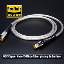 Preffair Cat8 Ethernet Cable RJ45 40Gbps 2000MHz OCC Silver Gold Pin picture