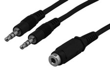 6 Ft AUX 3.5 mm Audio Y-Splitter Cable Female to 2xMale PC iPod iPhone MP3 Auto picture