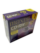 MAXELL ReWritable CD  5 Pack CD-RW High Speed New Sealed 650MB 74 Min.  picture