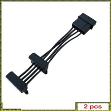 2pcs 4Pin IDE Molex To 2-Port 15Pin SATA Drive HDD SSD 18AWG Wire PC 7cm+3cm picture