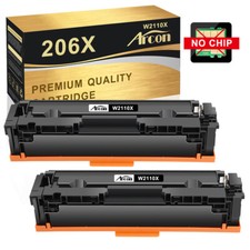 2PK 206X W2110X Black Toner No Chip for HP LaserJet Pro MFP M283cdw M282nw M255 picture