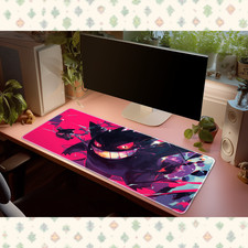 Pokemon Gengar Neon Desk Mat Mouse Pad Pink Purple Anime Gaming Large picture