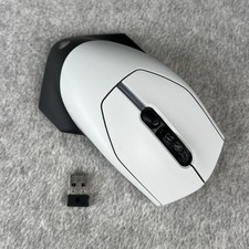 Alienware Wired/Wireless Gaming Mouse AW610M White w/Cable & Dongle Tested picture