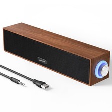 Computer Speakers,Wooden Multimedia Digital Speaker,USB Powered 3.5mm AUX PC ... picture