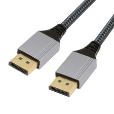 Cablecy Angled DisplayPort DP to DP Cable 4K 60hz Cable Silver Sleeve Ultra-HD picture