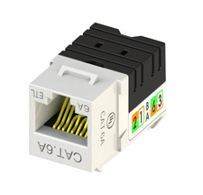 UL Listed 25 Pack RJ45 Cat 6A Cat6A Slim Profile 90 Degree UTP Unshielded Keysto picture