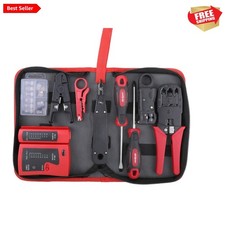 9pc Network Cable Tester Tool Kit - Crimper & Stripper for RJ11/RJ45 Cables picture
