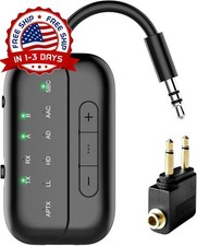 Transmisor y receptor Bluetooth para vuelos, TV, PC, gimnasios y conmutadores US picture