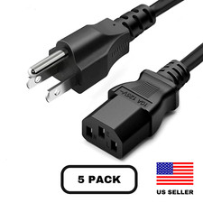 Lot of 3 Prong AC Power Cord Standard Electrical Cable Universal 3FT 5FT 10FT picture
