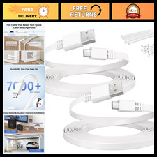 20FT Micro USB Power Extension Cable 2-Pack, Flat USB A to Micro USB, White picture