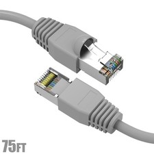 75FT Cat6A RJ45 LAN Network Ethernet Modem SSTP Shielded Patch Cable 26AWG Gray picture
