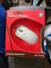 Vintage Microsoft Basic Optical Wired Mouse PS/2 USB White PC Mac X09-13932 picture
