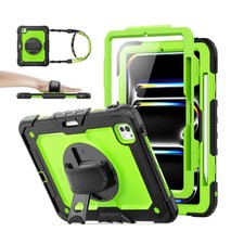 iPad Pro 11 Inch (M5/M4) Rugged Case with Adjustable Hand Strap - Green picture