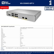 Cisco Catalyst WS-C3560CX-8PT-S 3560CX Series 8 Ge Poe+ Ip Base Switch-Fast Ship picture