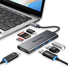 Minisopuru USB C Dock,7 in 1 C Hub Multiport Adapter with 7 IN 1, Black picture