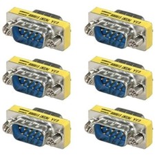 6x DB9 D-SUB 9 Pin RS232 Serial Male to Male Mini Gender Changer Coupler Adapter picture