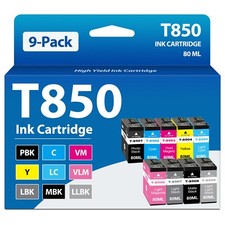 T850 Ink Cartridge (9-Pack, 80ML) for Epson SureColor P800 T8509 T8501 Printers picture