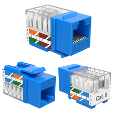 400 Pack Cat6 45° Angled Keystone Jack RJ45 110 Punchdown 8P8C Blue Ethernet picture