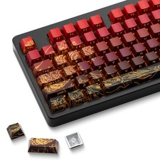 129 Keys XVX Shine Through Keycaps Double Shot PBT Side Print Wave Red Custom picture