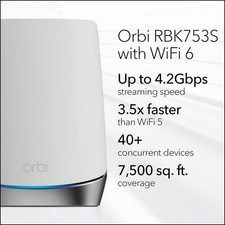 White - NETGEAR Orbi Whole Home Tri-Band Mesh WiFi 6 System 3 pack Router with 2 picture
