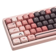Cute Pink Brown PBT Keycaps Gradient Heart Custom Keyboard Keycap Set picture