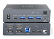 KVM Switch 2 Monitors 1 Laptop 1 Desktop 4K@60Hz, Dual Monitor KVM Switch Dockin picture