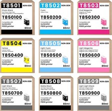 T850 Ink Cartridge (9PK, 80ML) for Epson SureColor P800 T8501 T8509 Printers picture