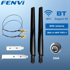2Pcs Dual Band WiFi Antenna Set MHF4 RP-SMA Cable For M.2 NGFF PC WiFi Card picture